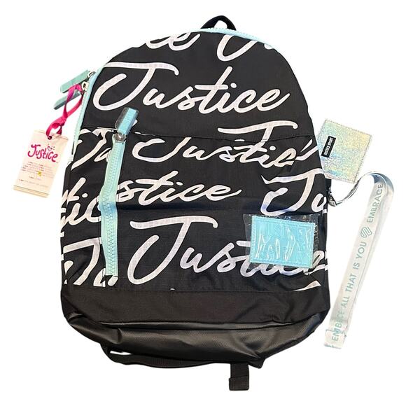 Girls Justice Backpack.  School Bag, book bag, New with tags. Black and White - Picture 1 of 5